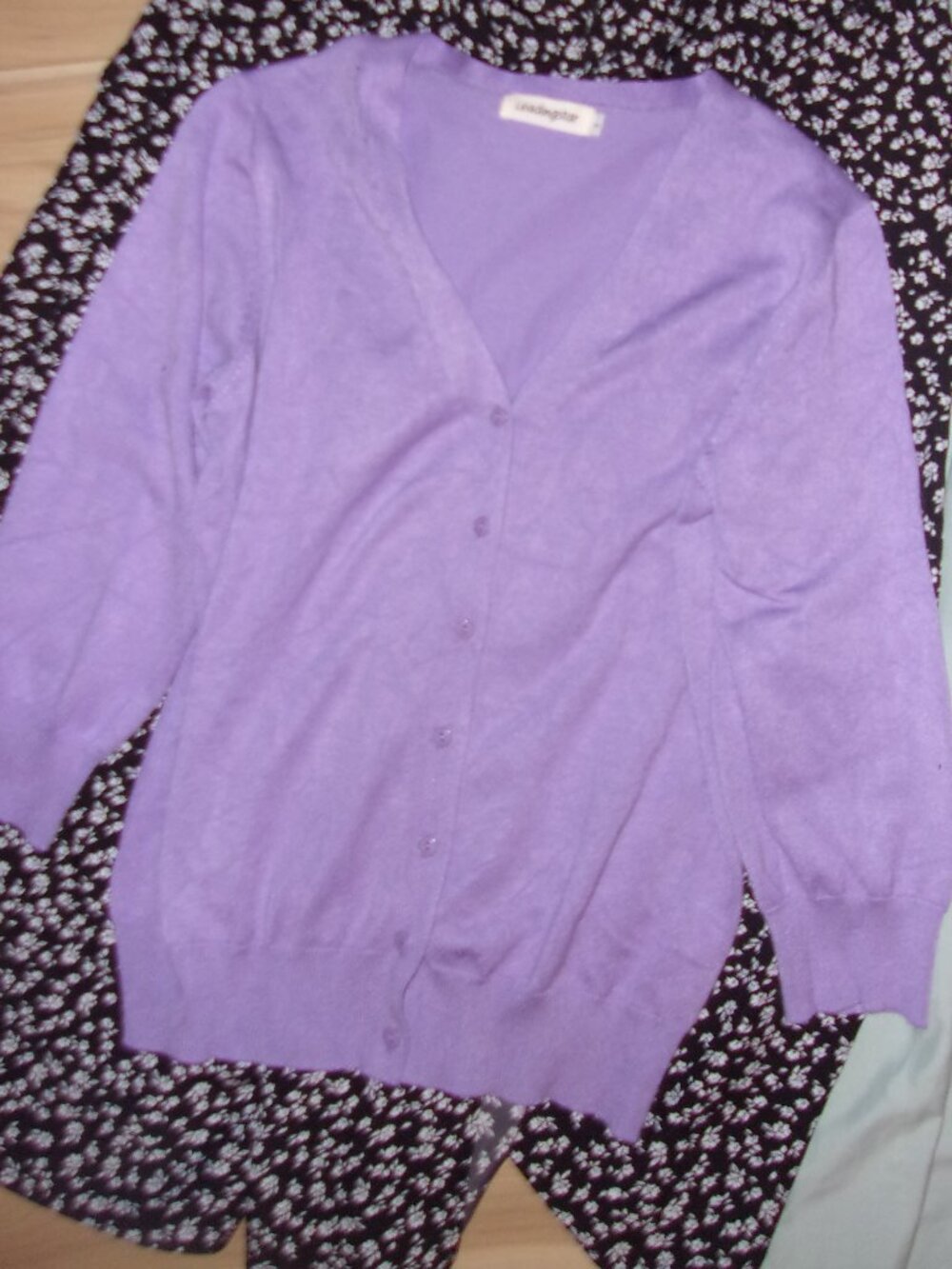 size  large womens light purple sweater shirt knit casual dress button